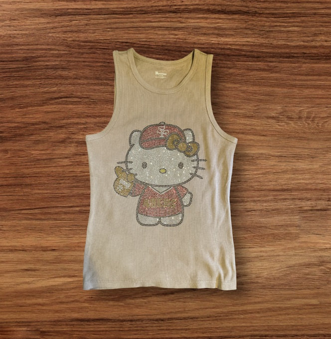 49ers Hello Kitty Custom Ladies Rhinestone Shirt