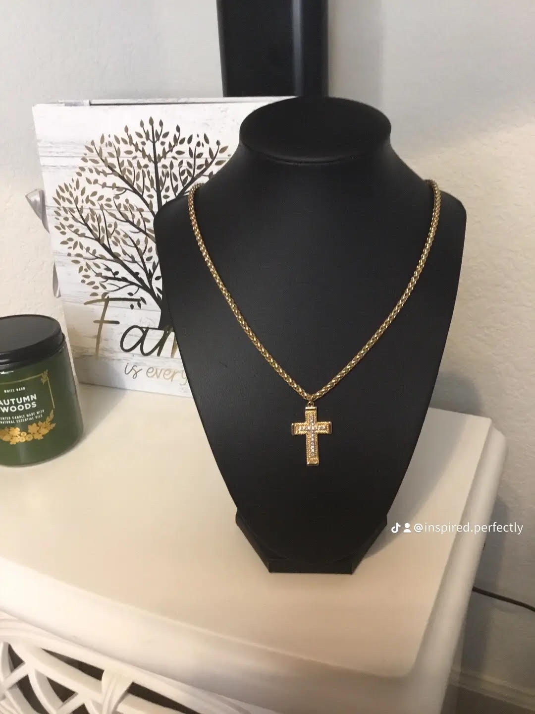 Cross Gold Color CZ Chain