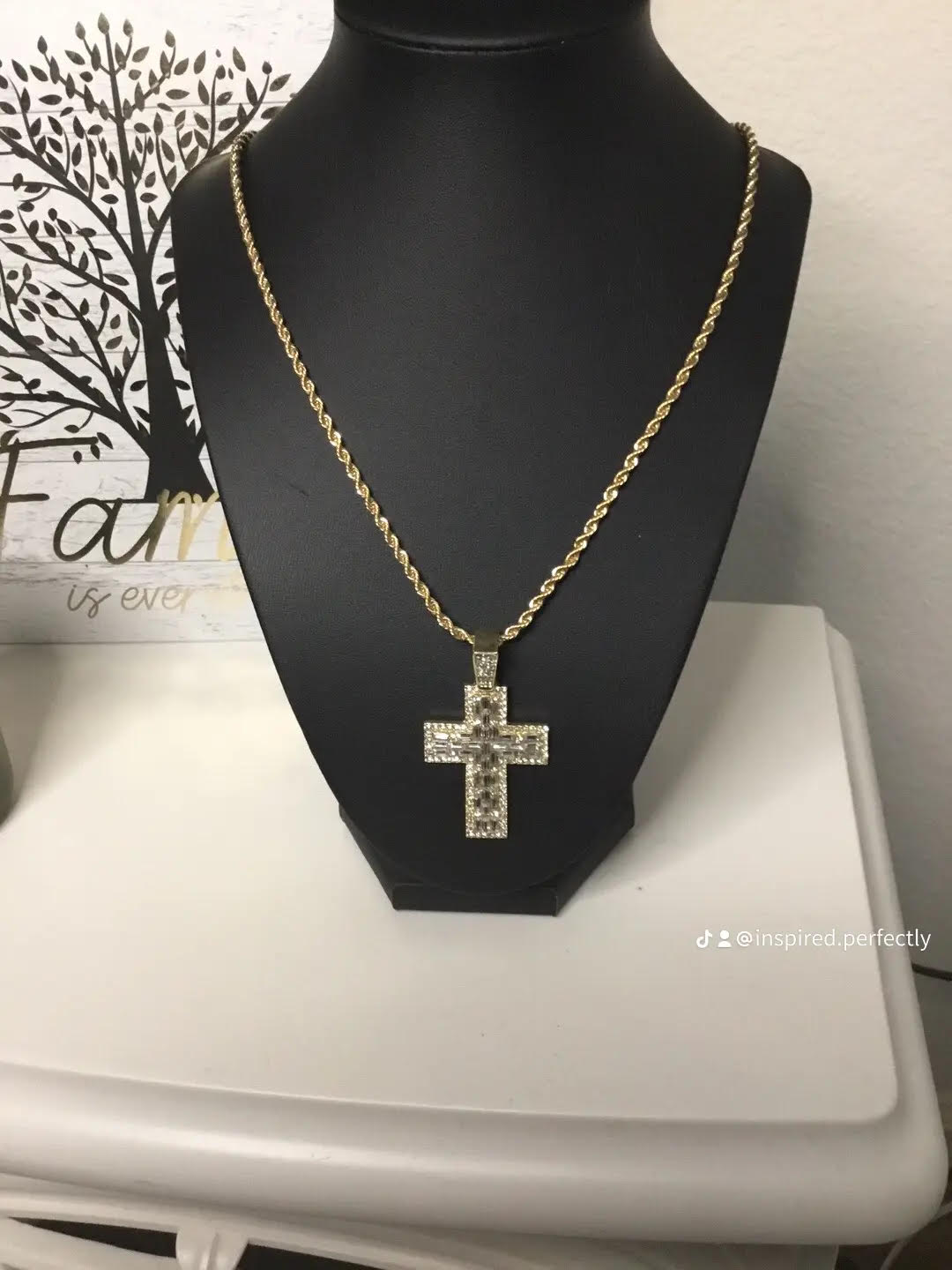 Cross Mens Gold Color CZ Heavey Weight