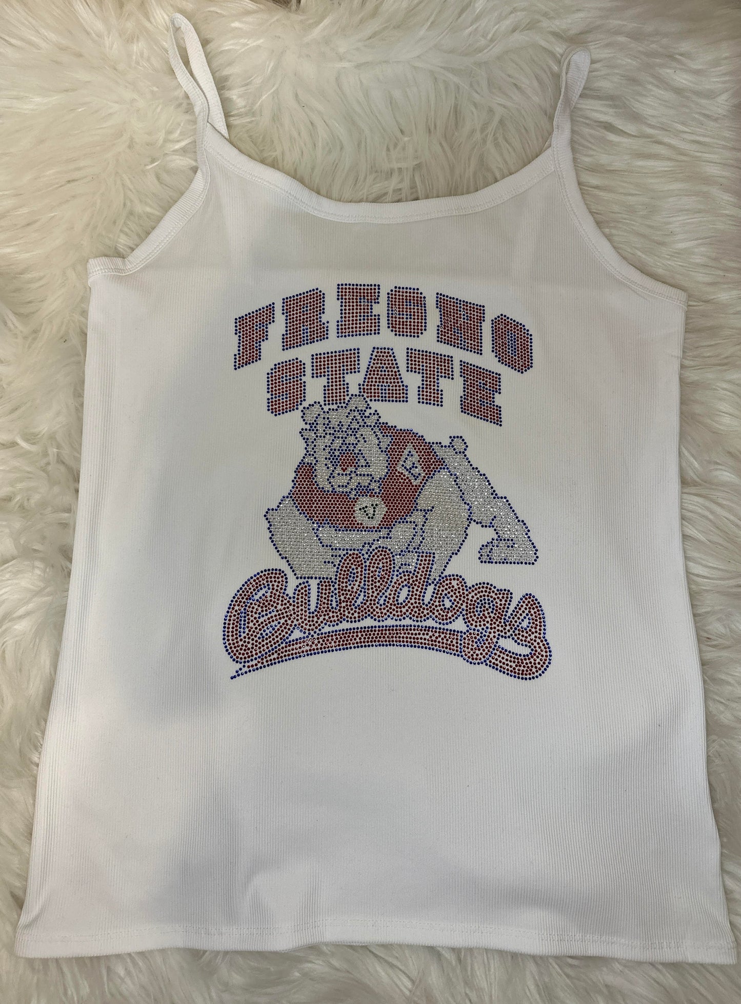 Fresno College Football Team Ladies Customized Rhinestone Tank Top