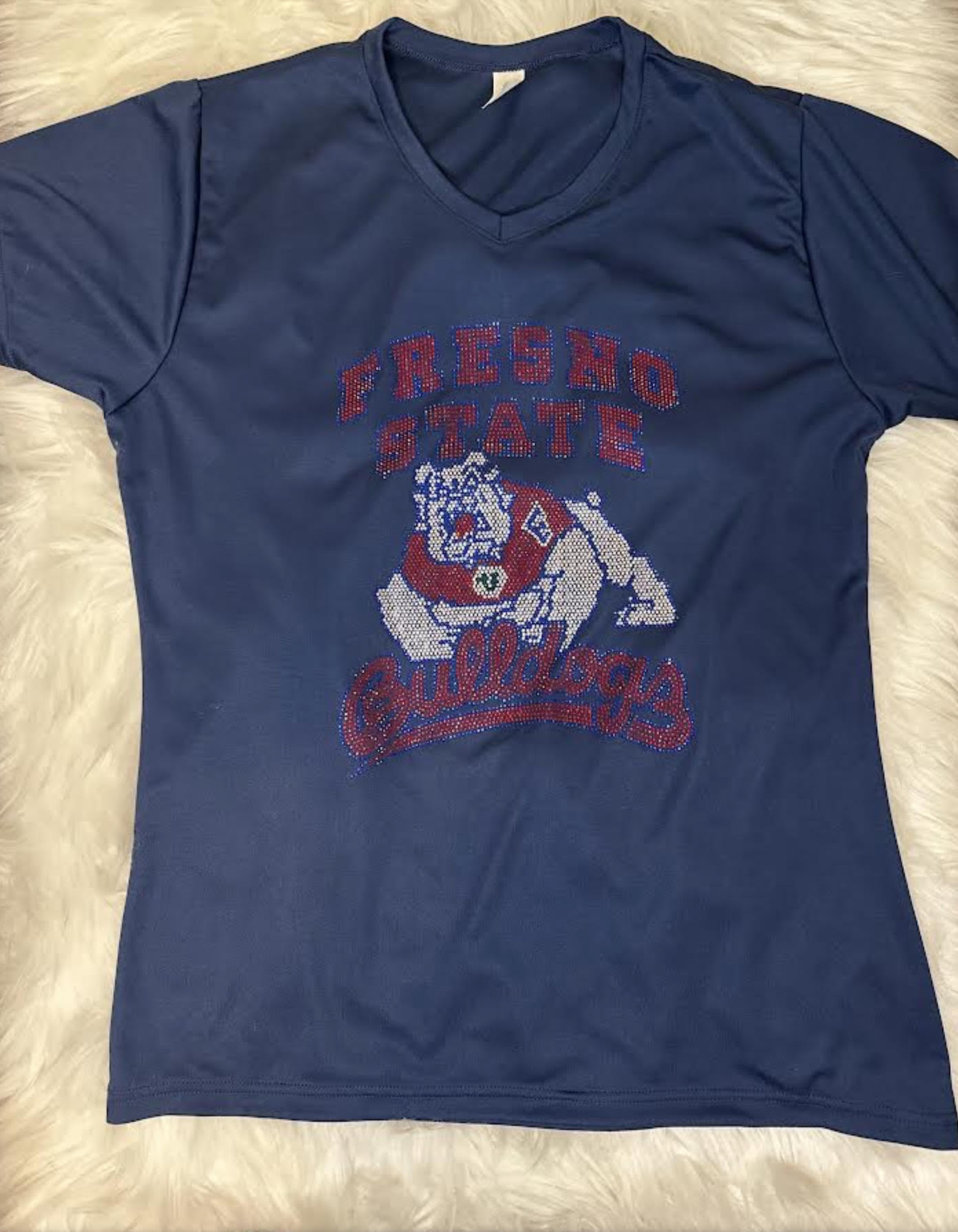 Fresno College Football Team Ladies Customized Rhinestone Tank Top