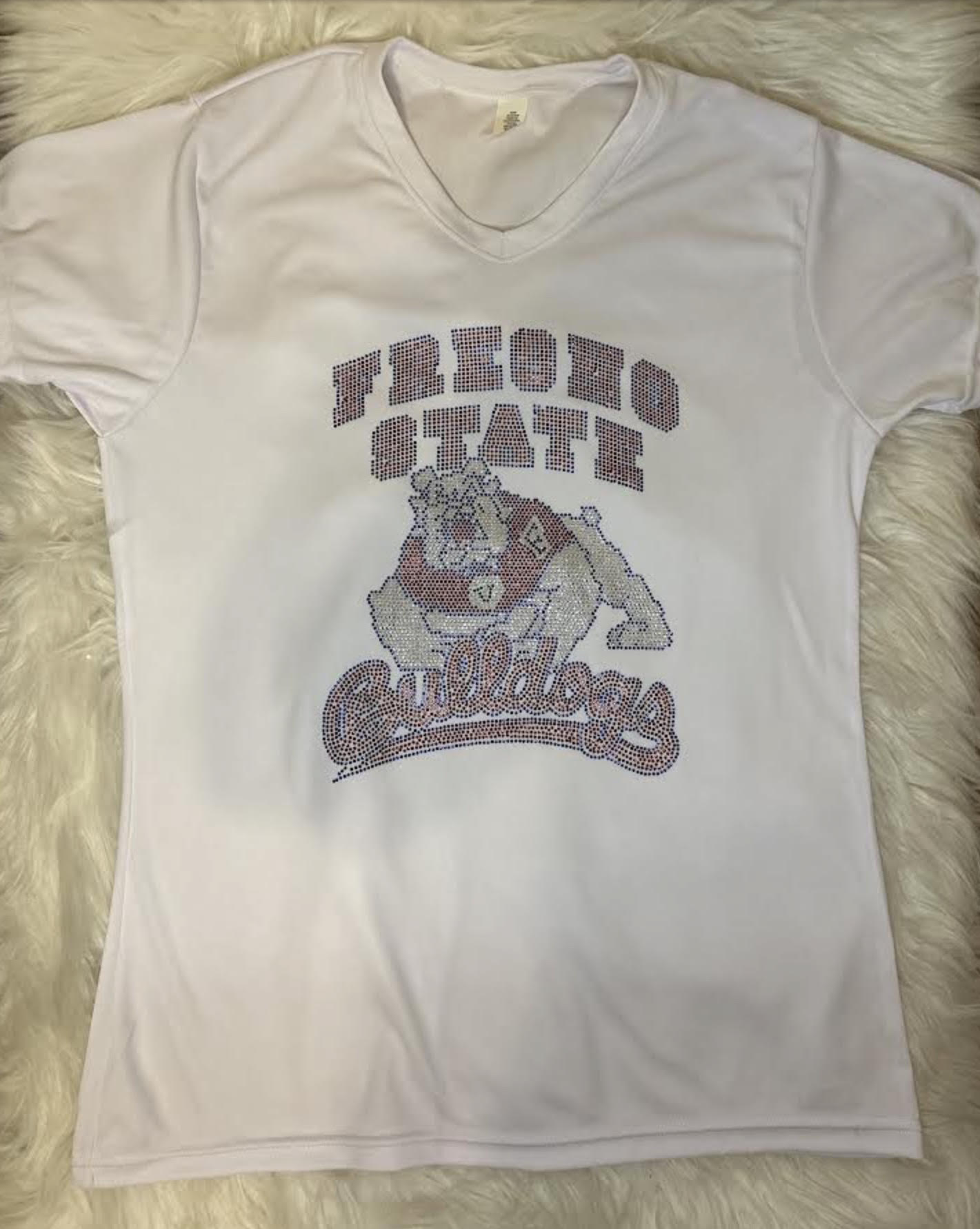 Fresno College Football Team Ladies Customized Rhinestone Tank Top