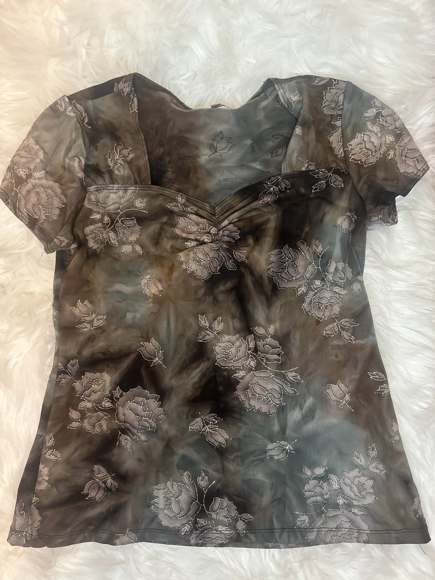 Flower Grey Shirt Sz Large