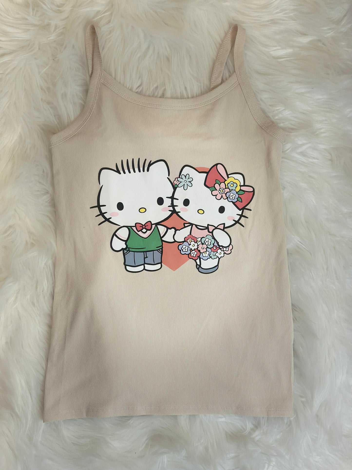 Hello Kitty Custom Design Flower Couple SS Tank Top