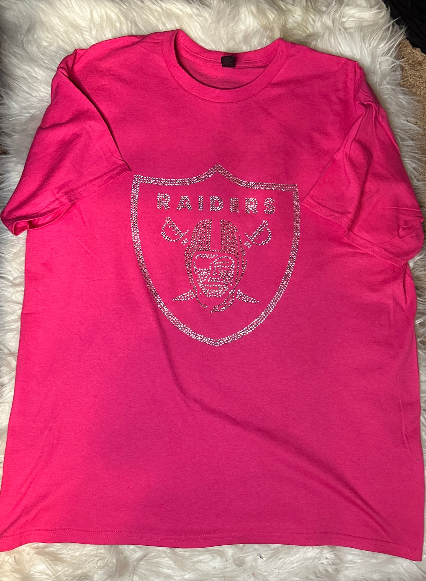 Raiders Heart Custom Rhinestone Ladies SS Tank Top