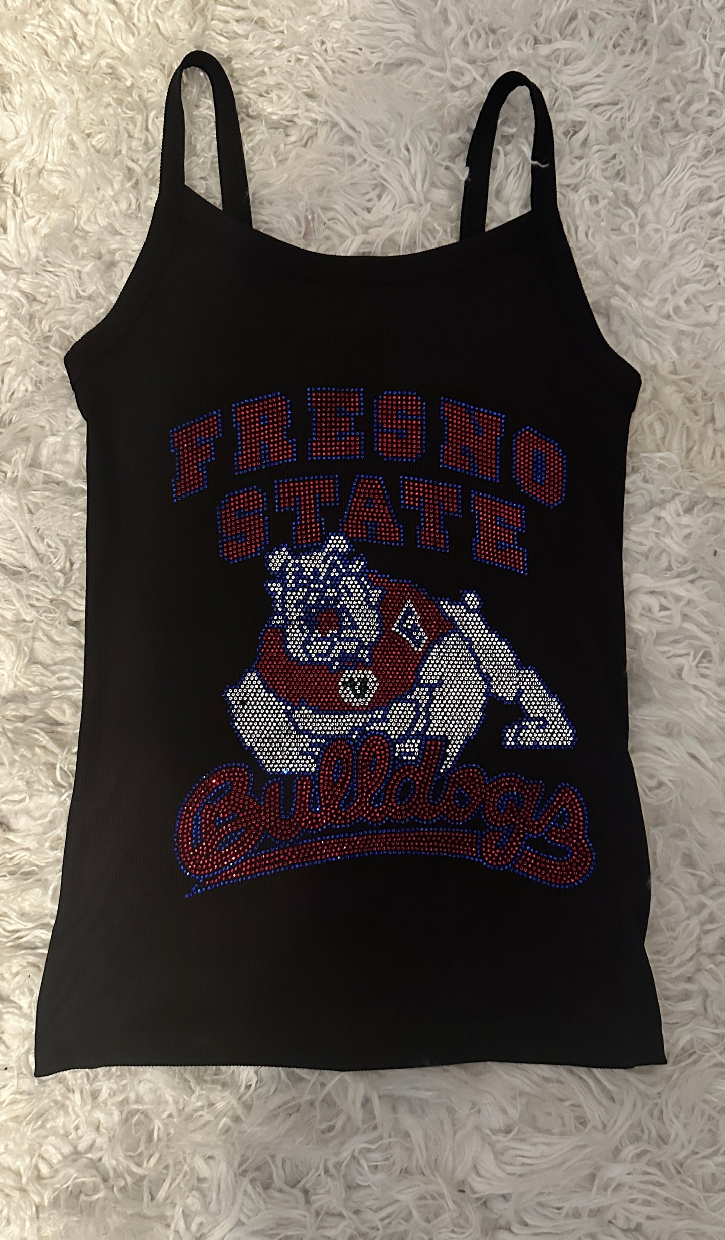 Fresno College Football Team Ladies Customized Rhinestone Tank Top