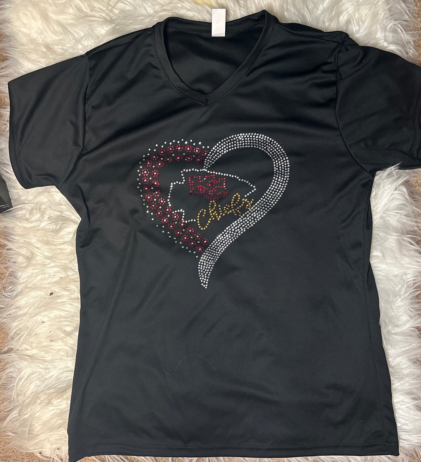 Kansas City Chiefs Heart Custom Rhinestone Shirts