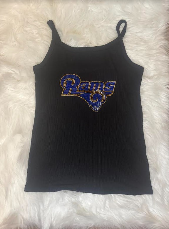 Rams Custom (can be added) Rhinestone SS Tank Top