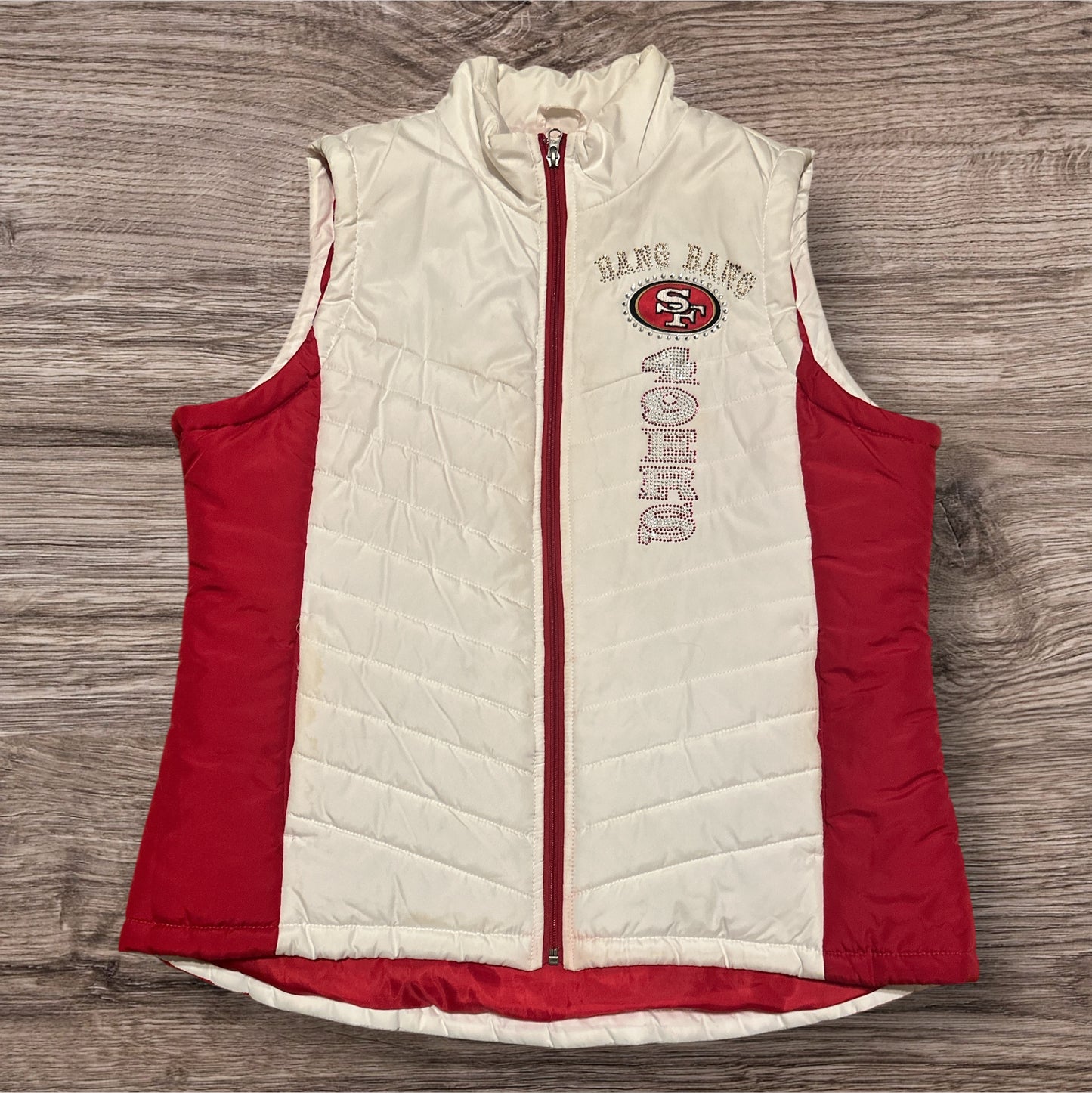 49er Raiders Cowboys Rams Dodgers Giants Custom Rhinestone PUFF VEST w/ zip pockets