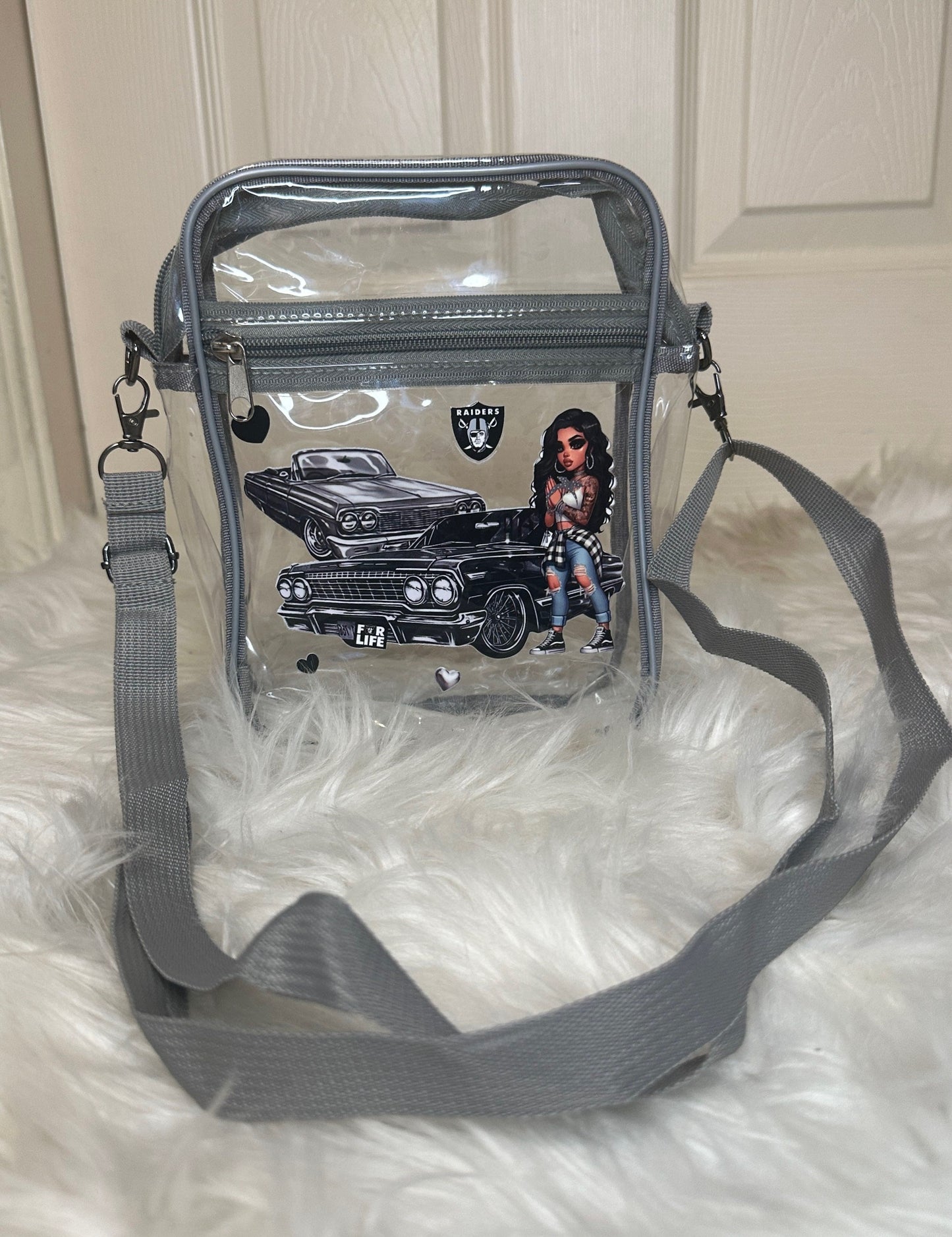 Raider Old School Latina Girl Clear Stadium Event Bag