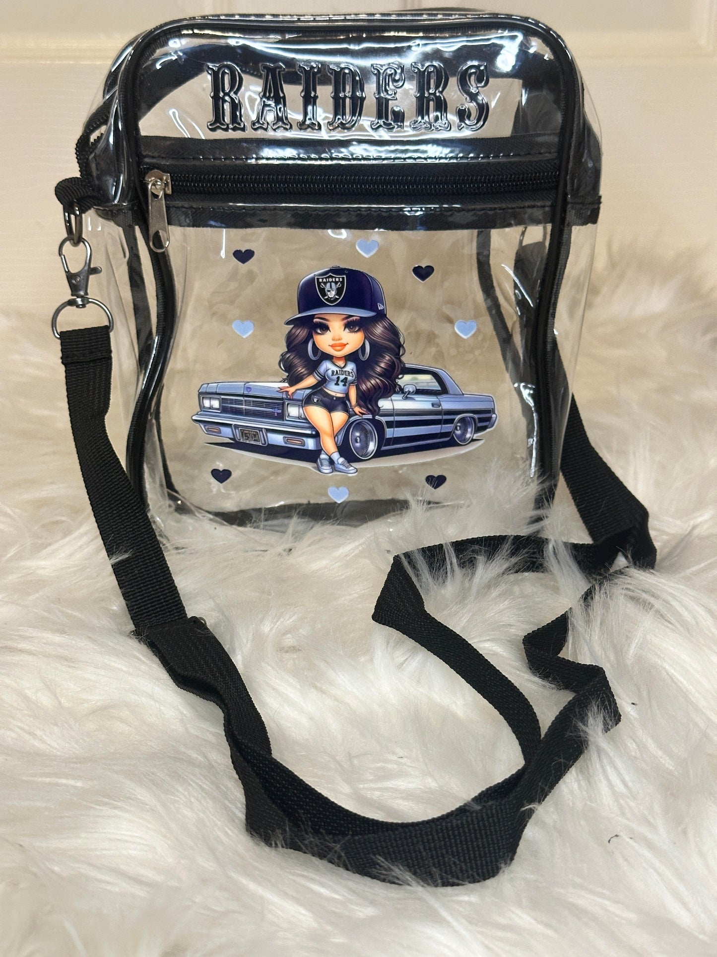 Raider Old School Latina Girl Clear Stadium Event Bag
