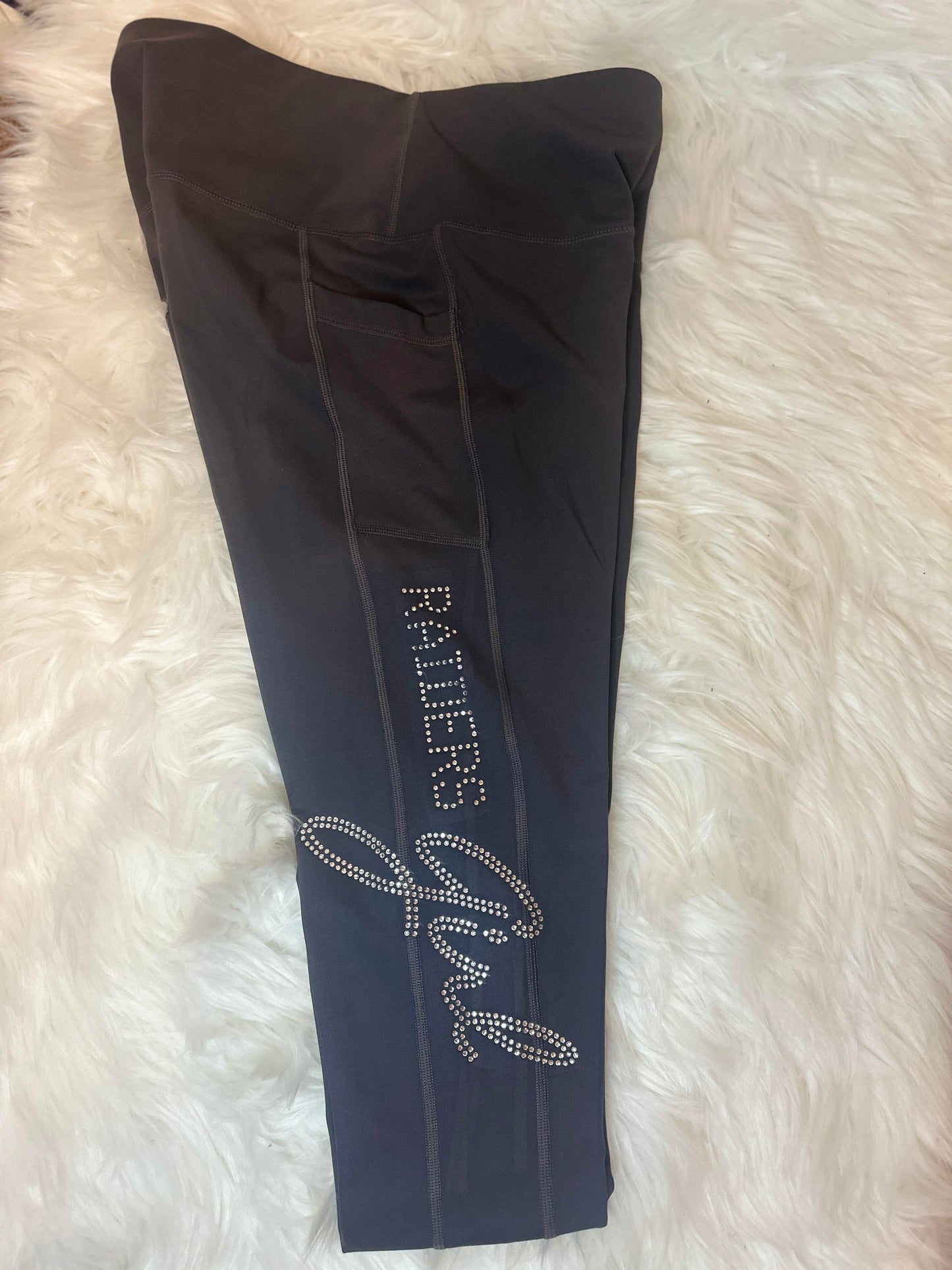 Team or Design Rhinestone Leggings Raider,49er, Rams, Cowboys, CC or L V - 2 Pocket thick Leggins