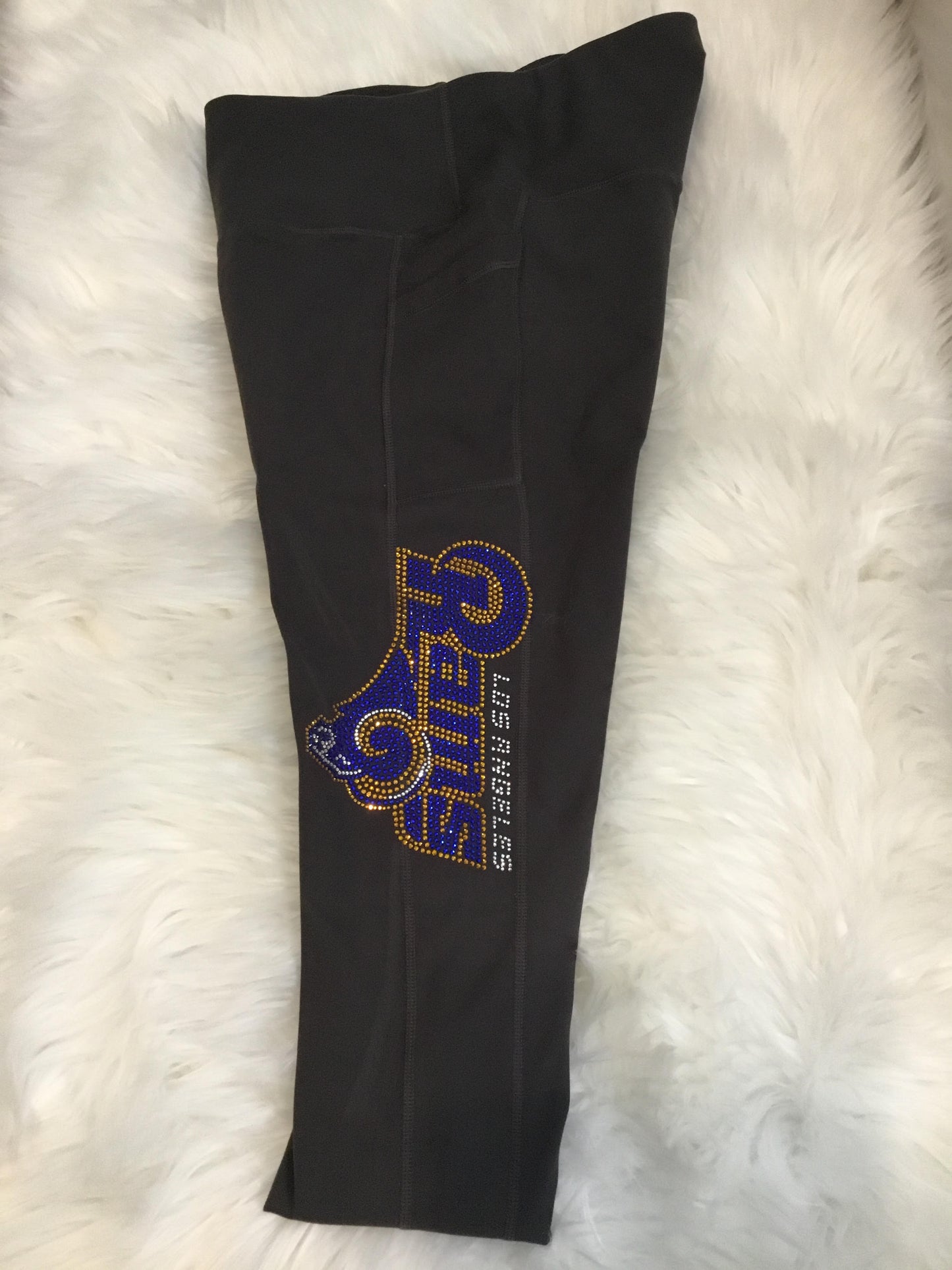 Team or Design Rhinestone Leggings Raider,49er, Rams, Cowboys, CC or L V - 2 Pocket thick Leggins