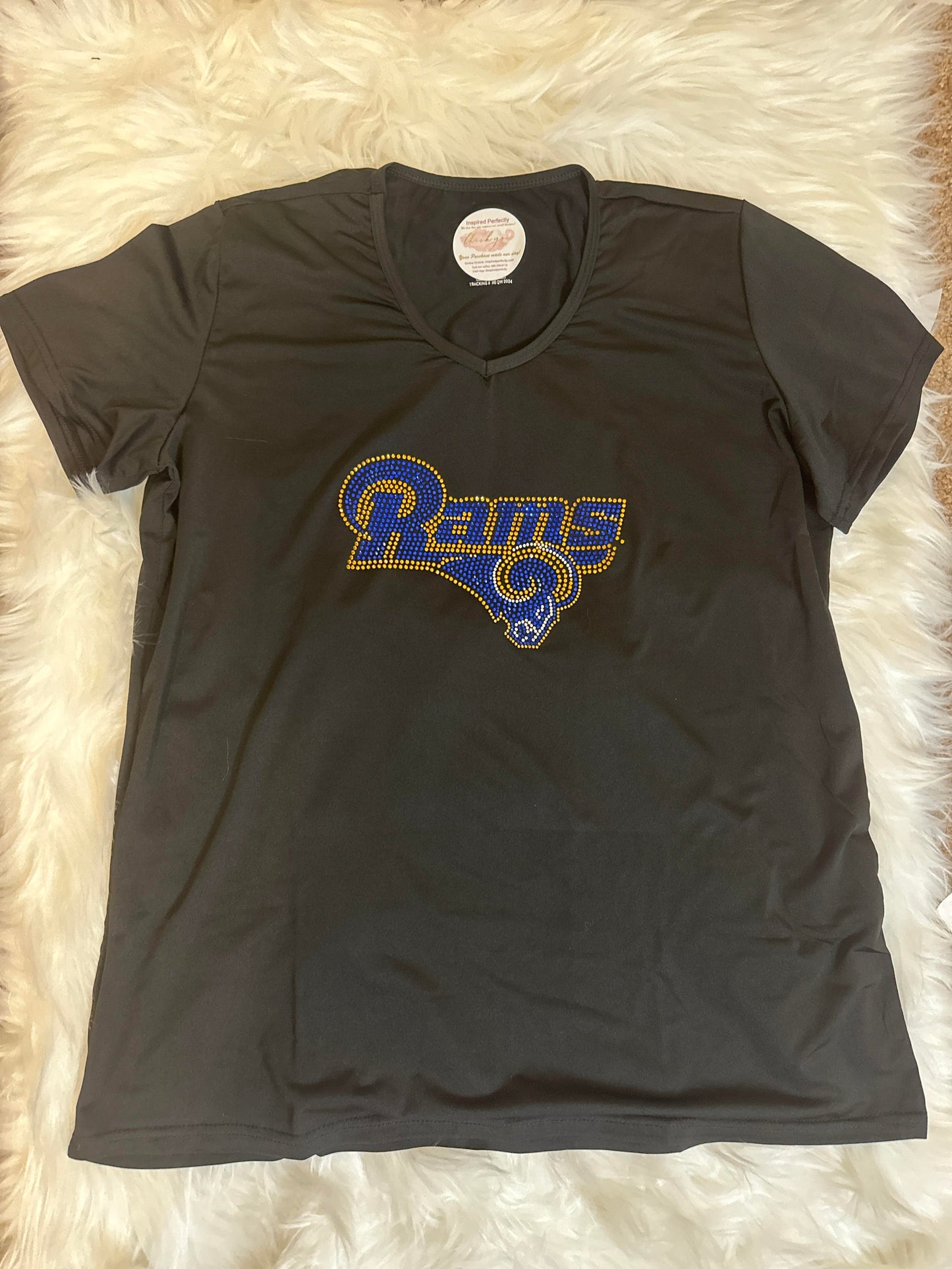 Los Angeles RAMS Custom Rhinestone Ladies Shirt