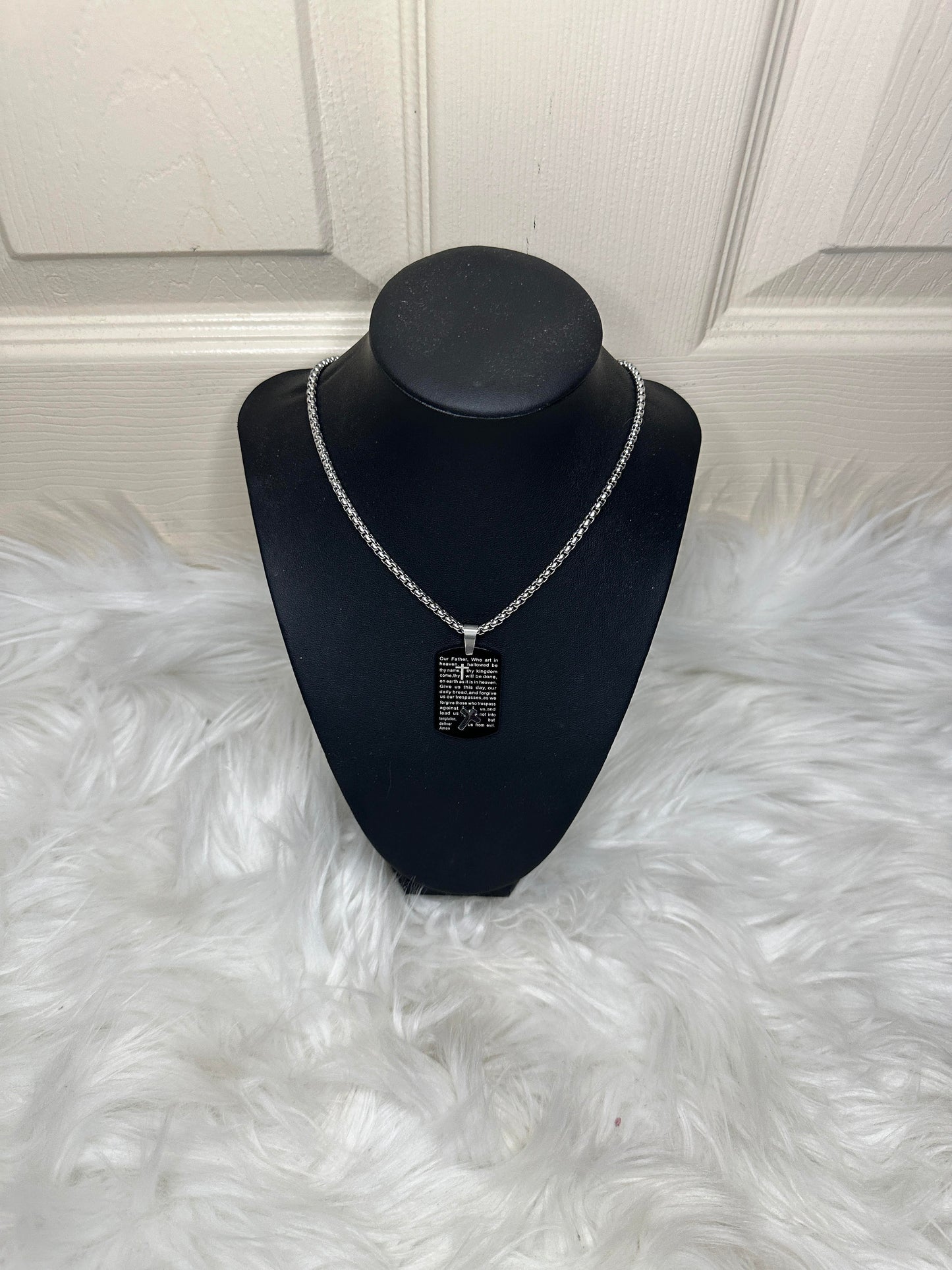 The Lords Prayer Mens Dog Tag Necklace