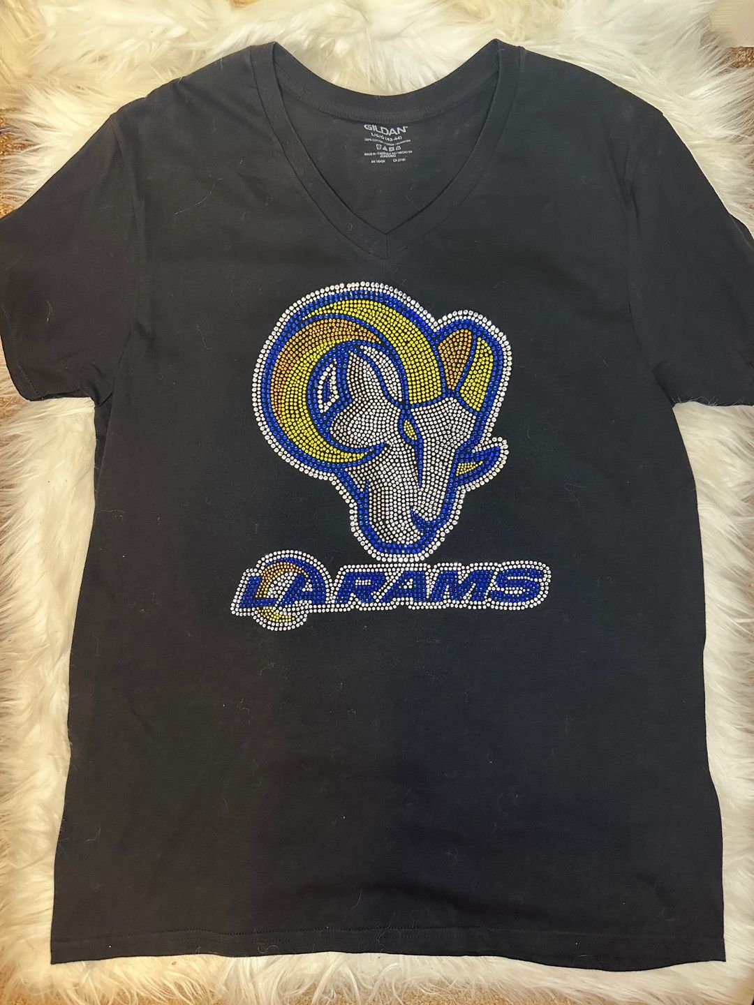 Rams Custom (can be added) Rhinestone SS Tank Top