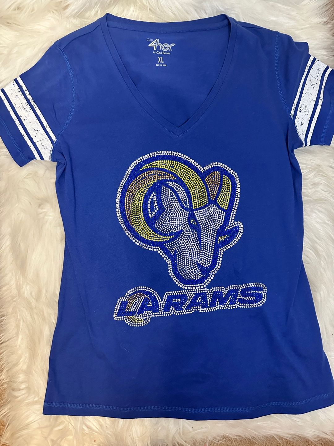 Rams Custom (can be added) Rhinestone SS Tank Top