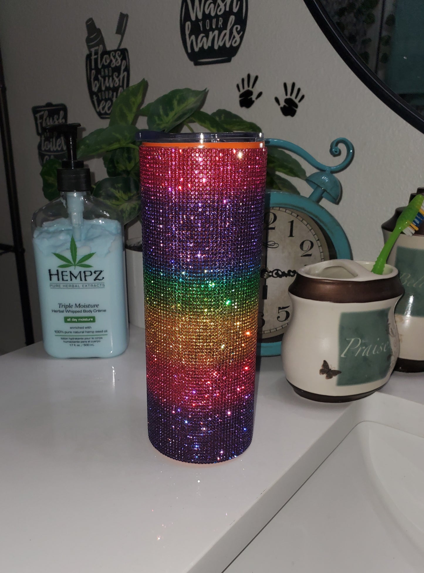 LGBTQ Custom Bling 20 oz Rainbow Skinny Tumbler