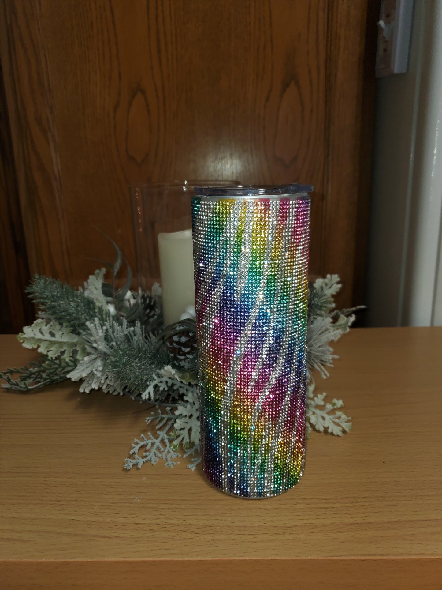 LGBTQ Custom Bling 20 oz Rainbow Skinny Tumbler