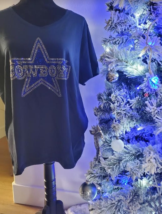 Dallas Cowboys Star Ladies Custom Rhinestone Shirt