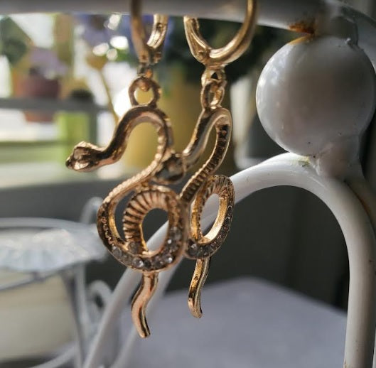 Womens Gold Crystal Drop Earrings
