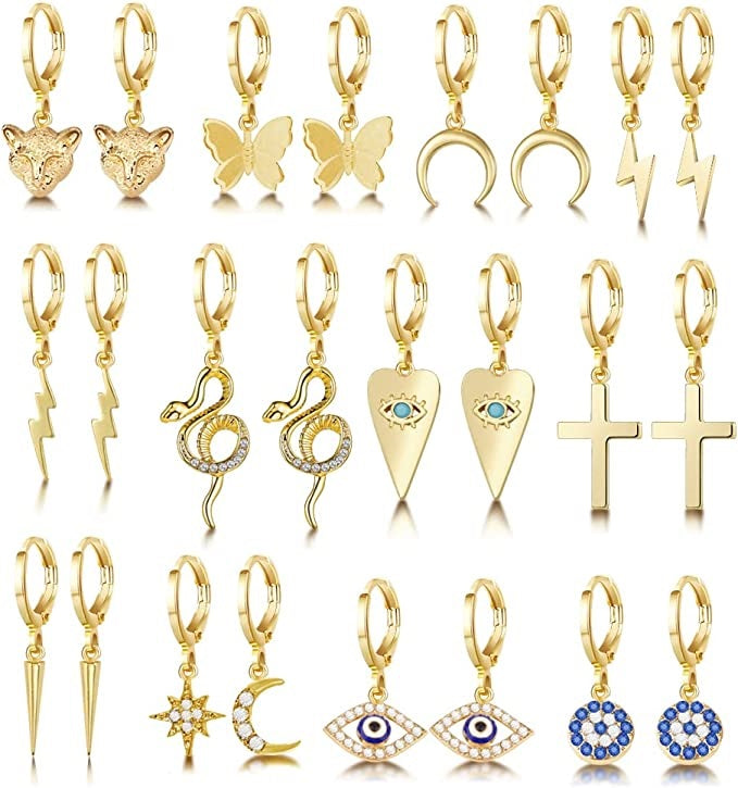 Womens Gold Crystal Drop Earrings