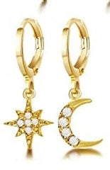 Womens Gold Crystal Drop Earrings