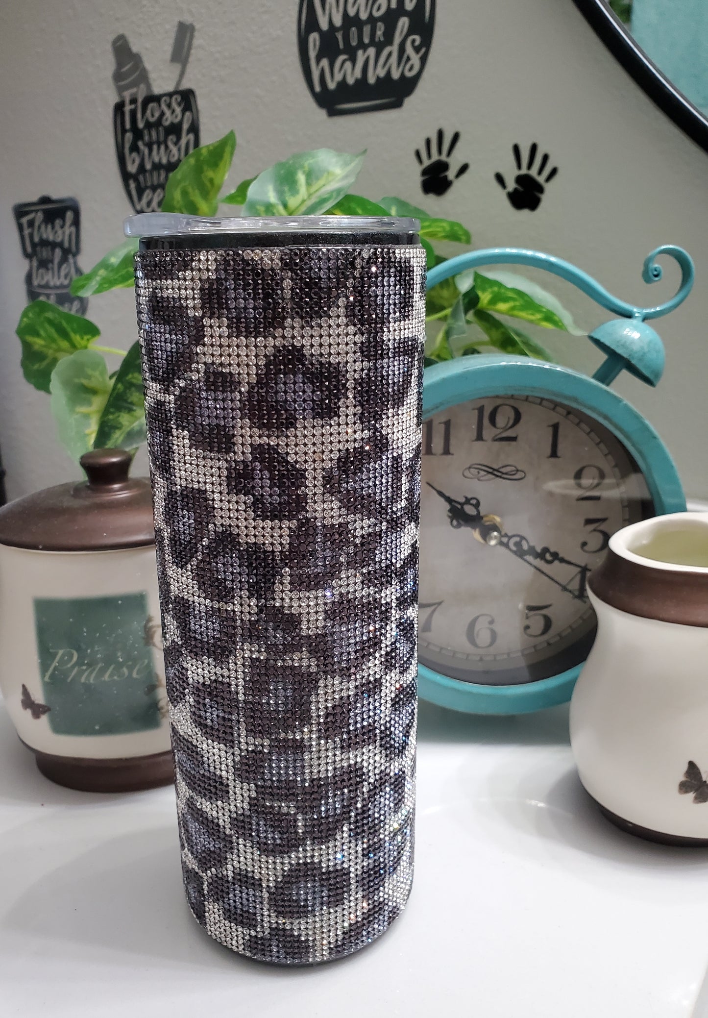 Cheetah (brown) & Lepard (black) Bling Custom Design 20 oz Skinny Tumbler
