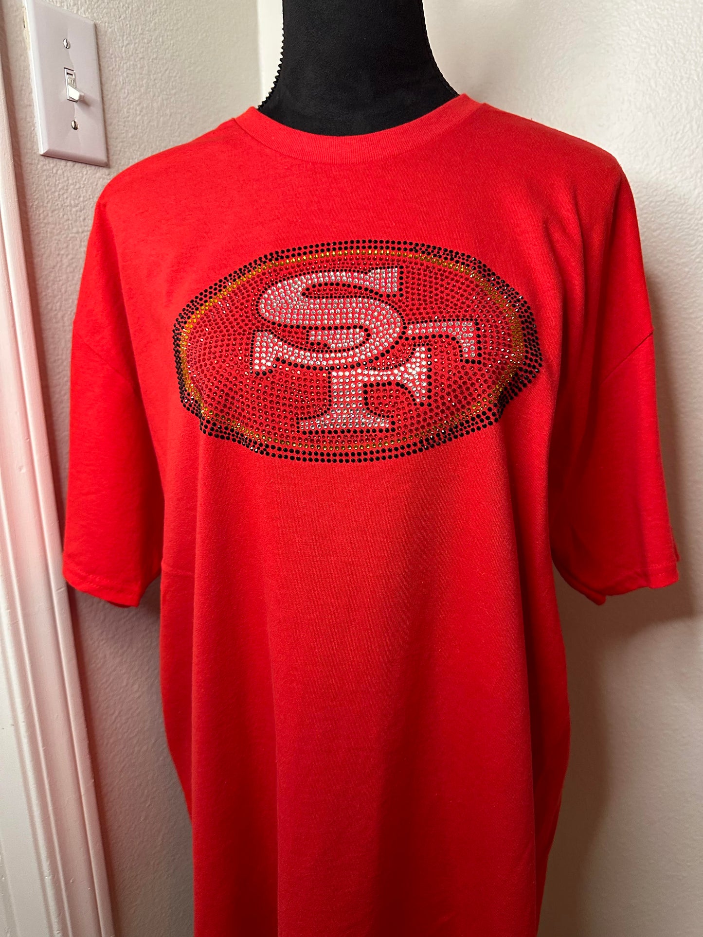 San Francisco 49ers Custom Design Rhinestone Shirt
