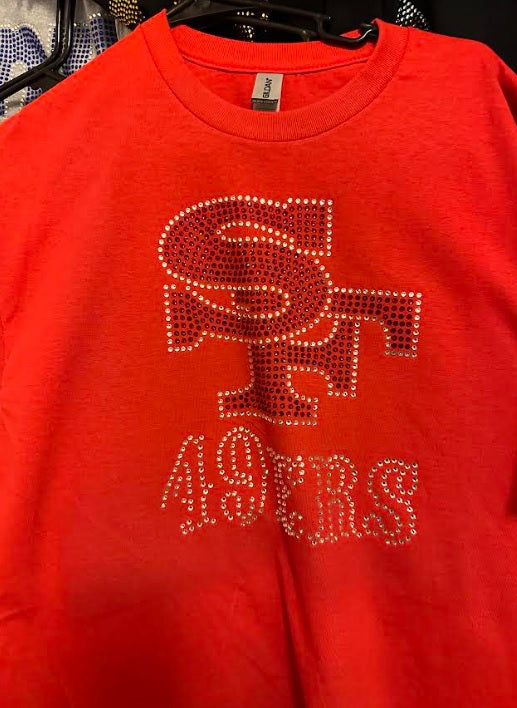 San Francisco 49ers Custom Design Rhinestone Shirt