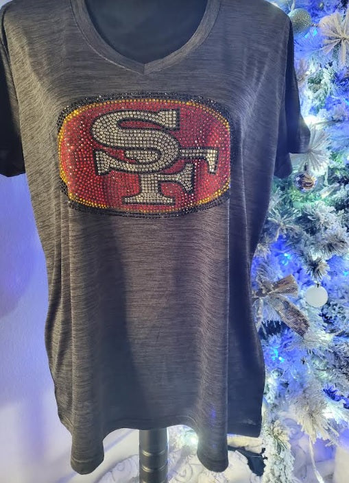 San Francisco 49ers Custom Design Rhinestone Shirt