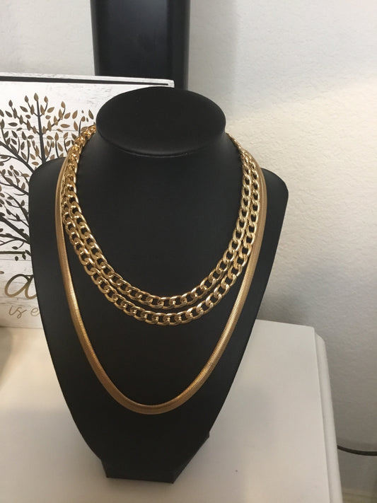 3 Tier Gold Color Chain