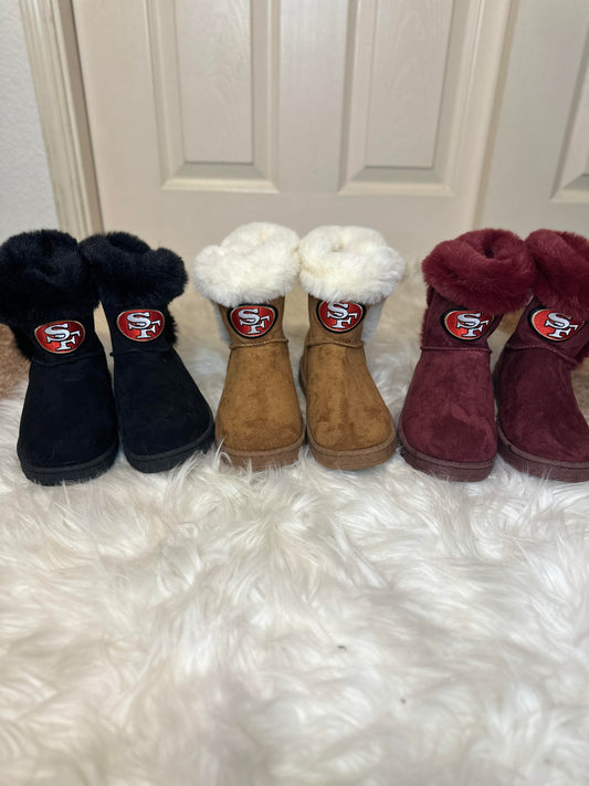 49ers Raiders Rams SO Paulina Women's Faux-Fur Winter Boots (limited selection)