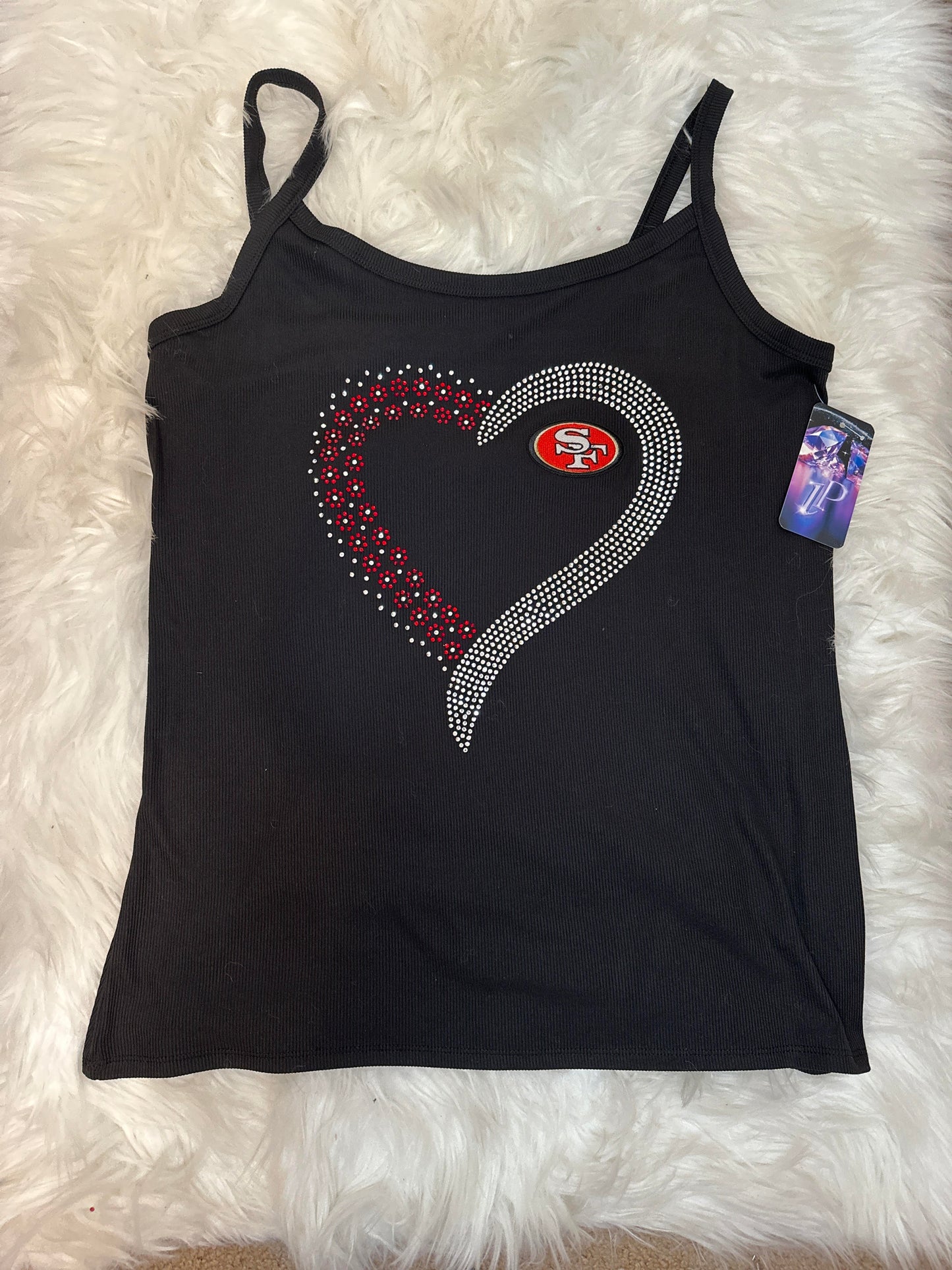 49er Rhinestone Heart Custom SS Tank Top