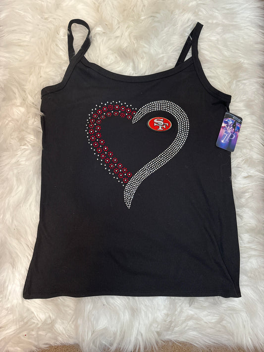 49er Rhinestone Heart Custom SS Tank Top