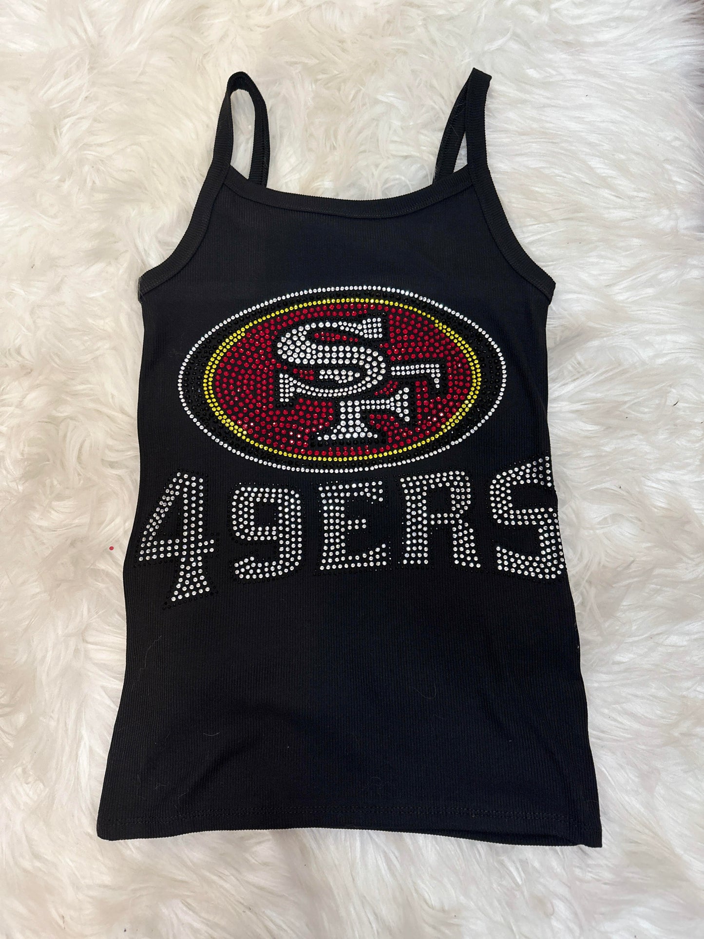 49er Rhinestone Heart Custom SS Tank Top