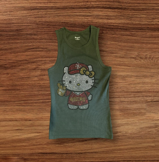 49ers Hello Kitty Custom Ladies Rhinestone Shirt