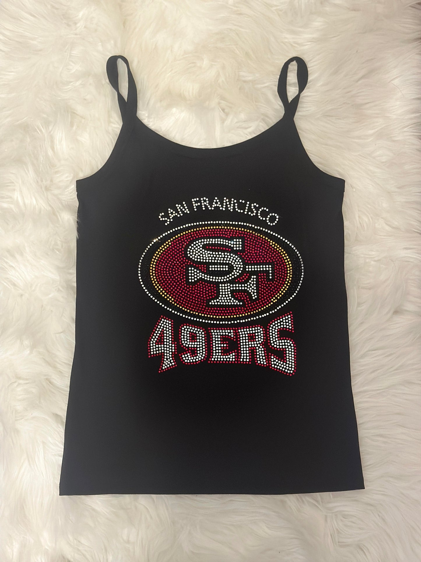49er Rhinestone Heart Custom SS Tank Top