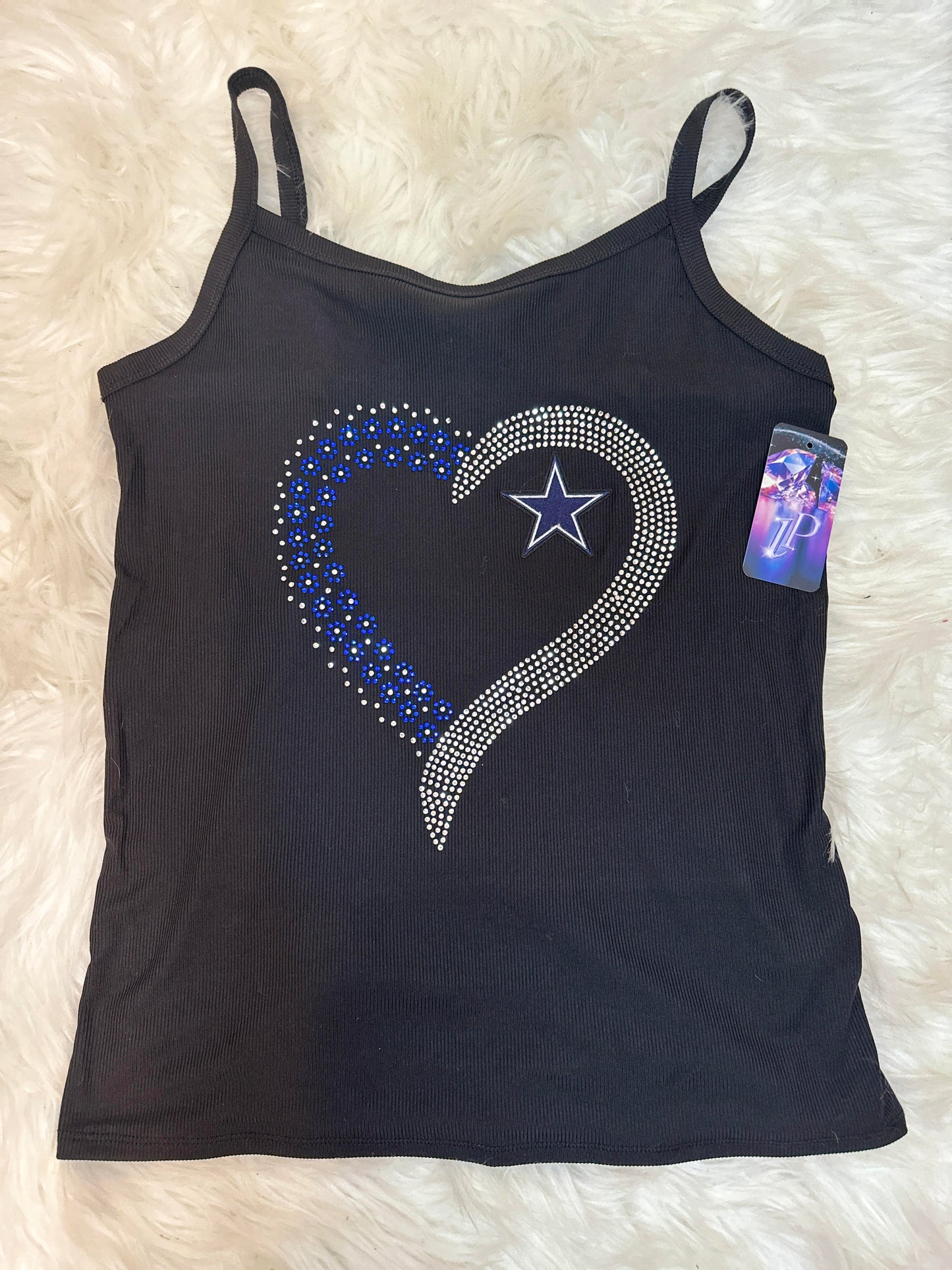 Cowboys Rhinestone Heart Custom SS Tank Top