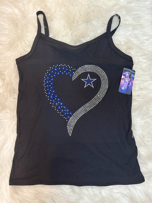 Cowboys Rhinestone Heart Custom SS Tank Top