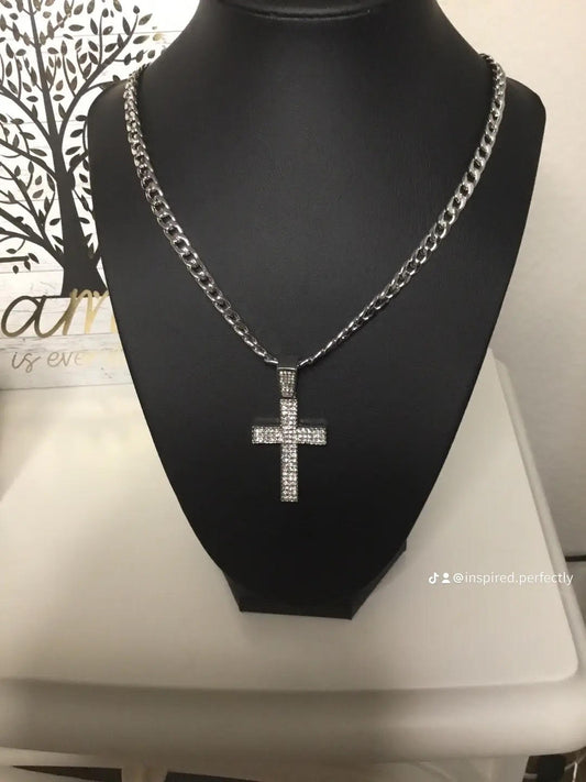 Cross CZ Silver Necklace