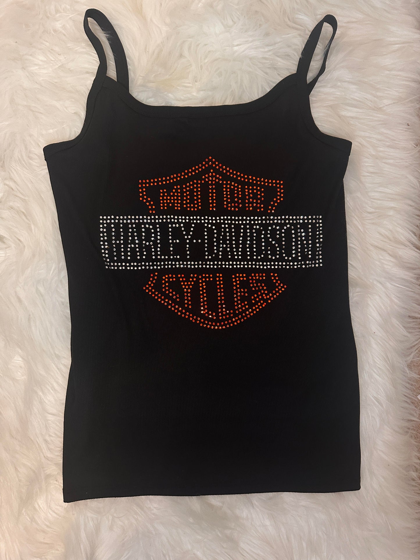 Harley Davidson Custom Rhinestone Ladies Tank Top