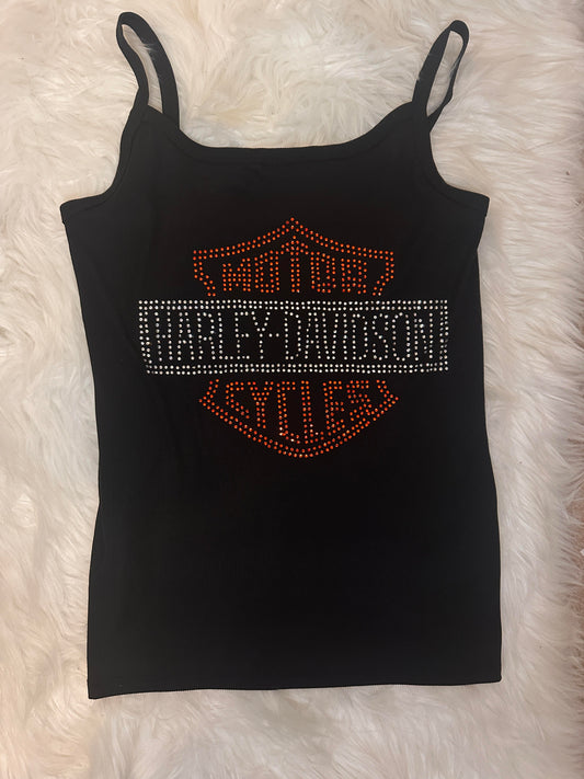 Harley Davidson Custom Rhinestone Ladies Tank Top