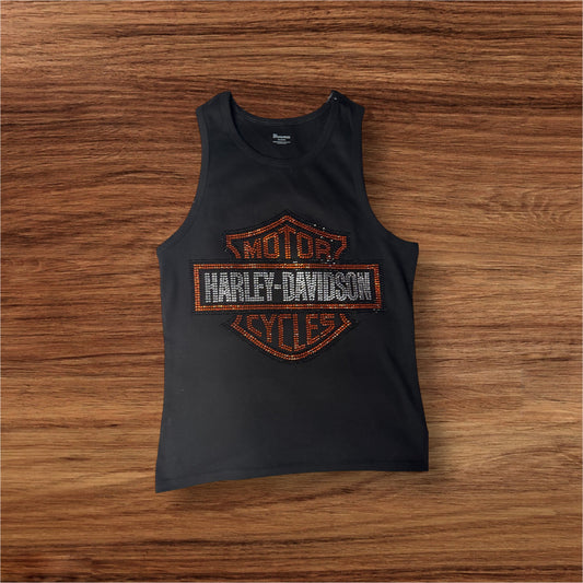 Harley Davidson Custom Rhinestone Ladies Tank Top