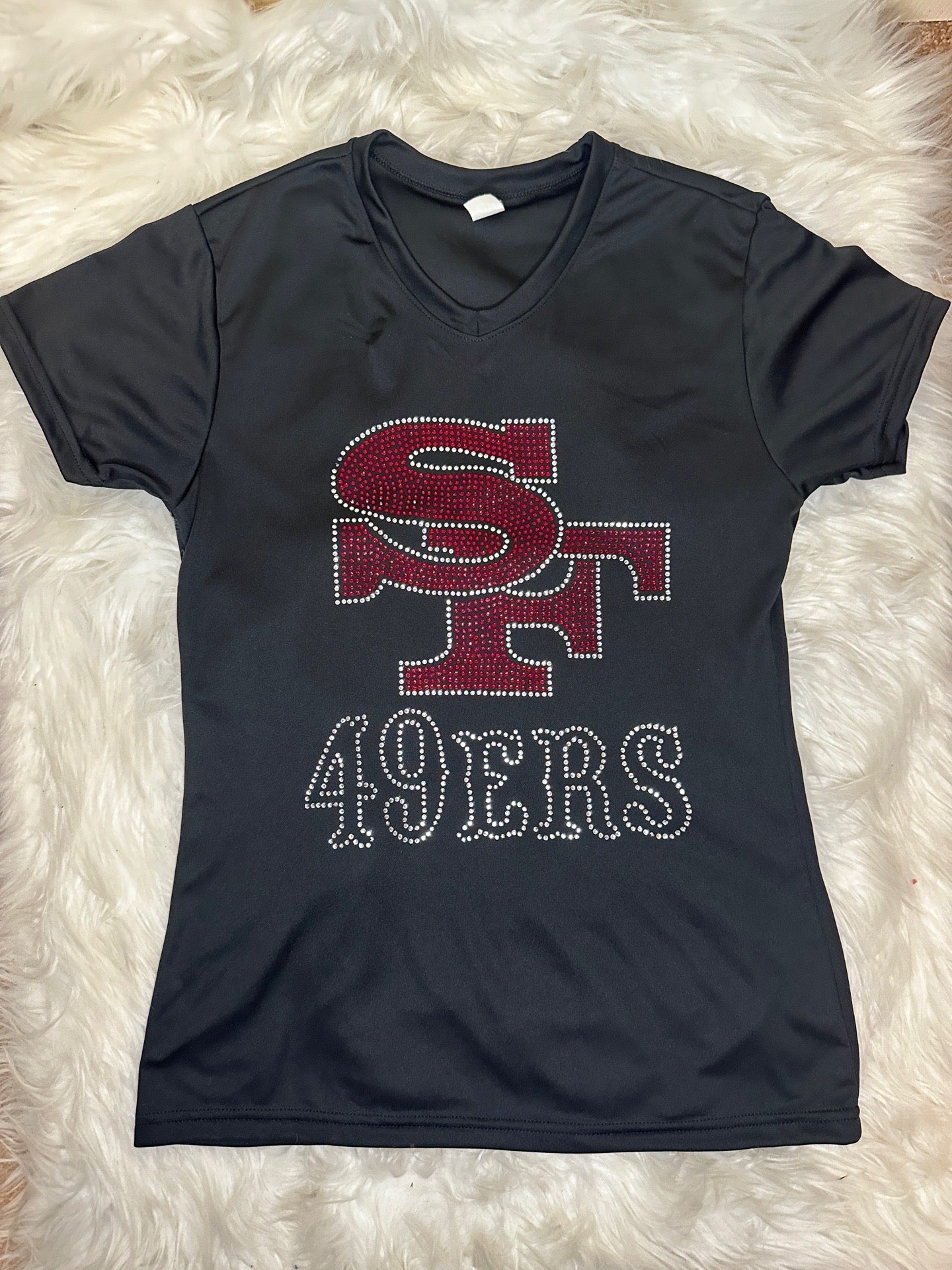 49er Rhinestone Heart Custom SS Tank Top