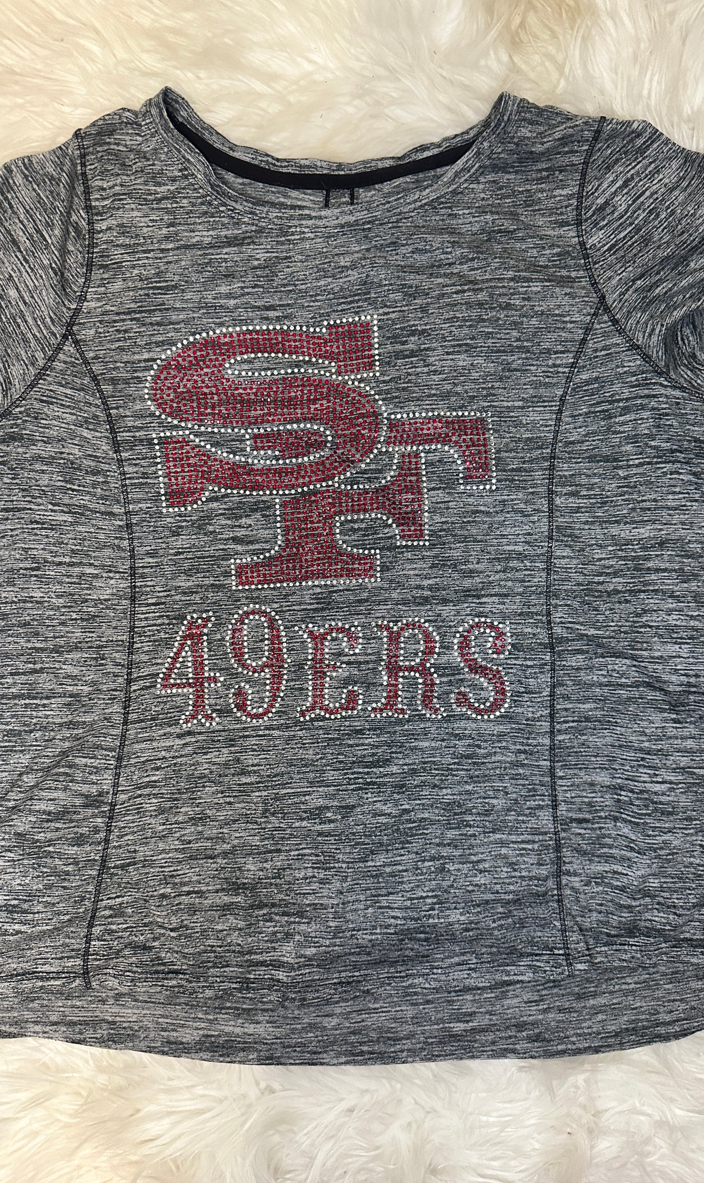 49er Rhinestone Heart Custom SS Tank Top