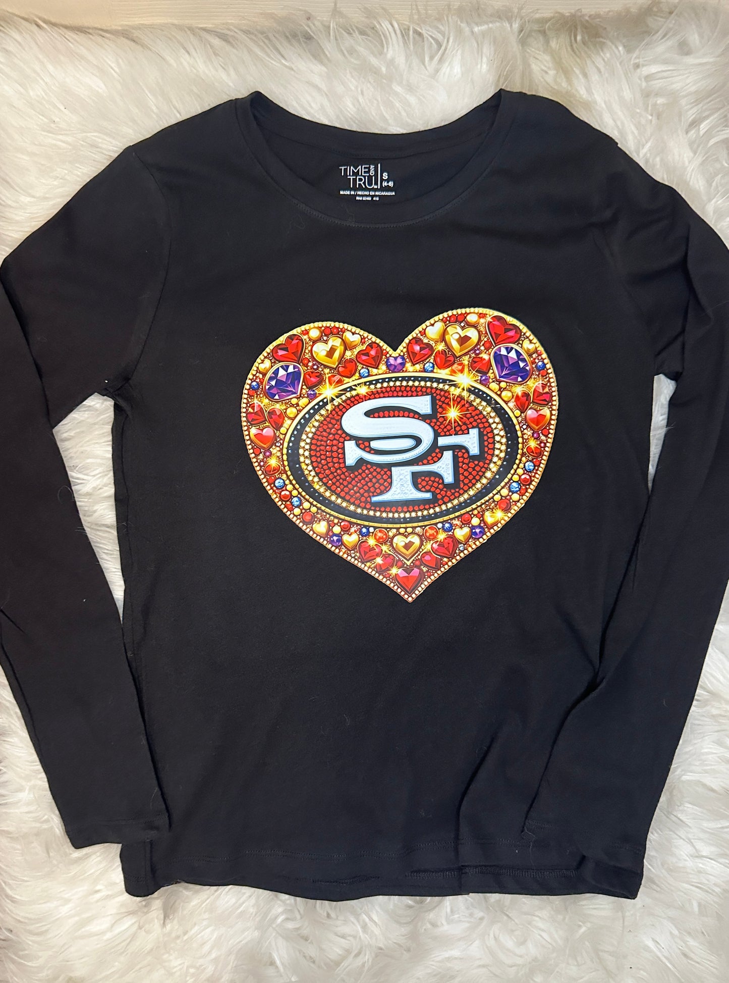 49er Rhinestone Heart Custom SS Tank Top