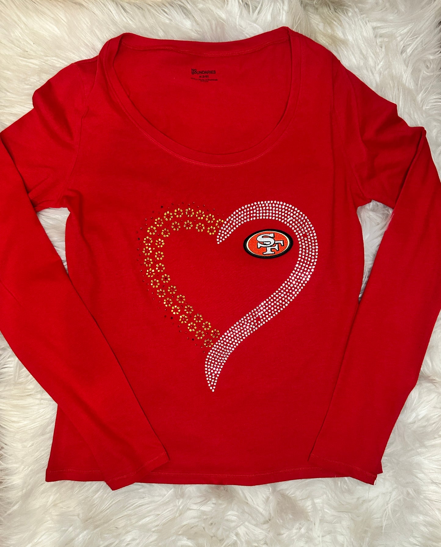 49er Rhinestone Heart Custom SS Tank Top