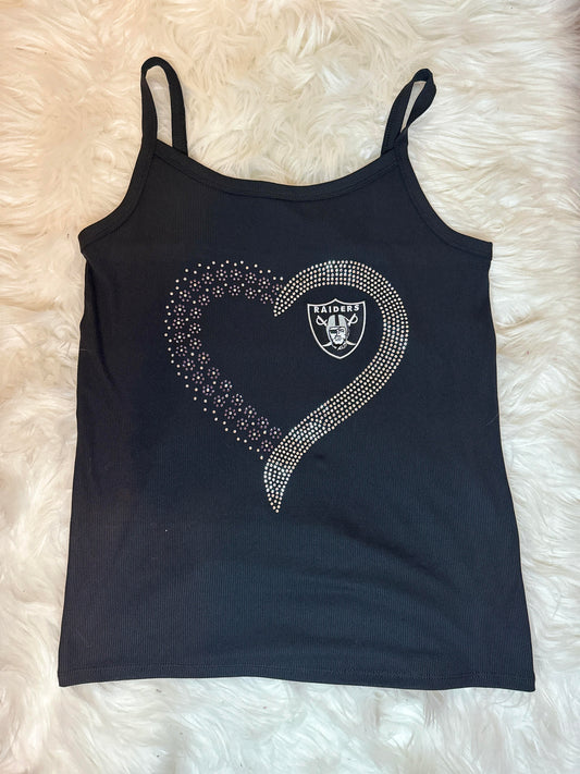 Raiders Heart Custom Rhinestone Ladies SS Tank Top