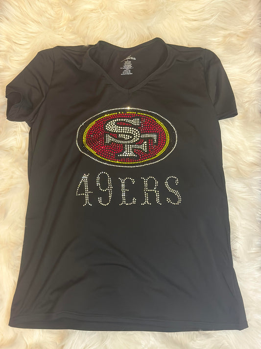 San Francisco 49ers Bling Rhinestone SS Polyester Shirt
